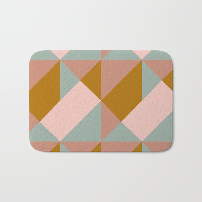 Retro Geometric Triangles in Earthy Pastels Bath Mat Gallery Image 1
