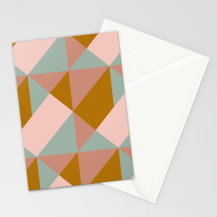 Retro Geometric Triangles in Earthy Pastels Stationery Card Gallery Image 2