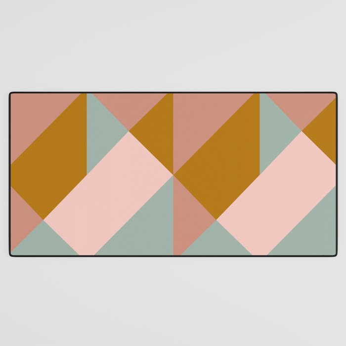 Retro Geometric Triangles in Earthy Pastels Desk Mat Gallery Image 3