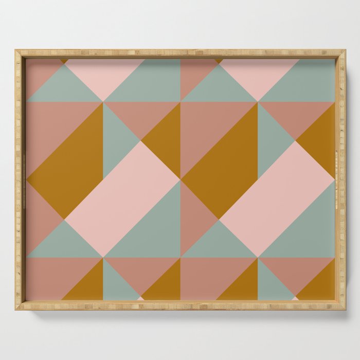 Retro Geometric Triangles in Earthy Pastels Serving Tray Gallery Image 1