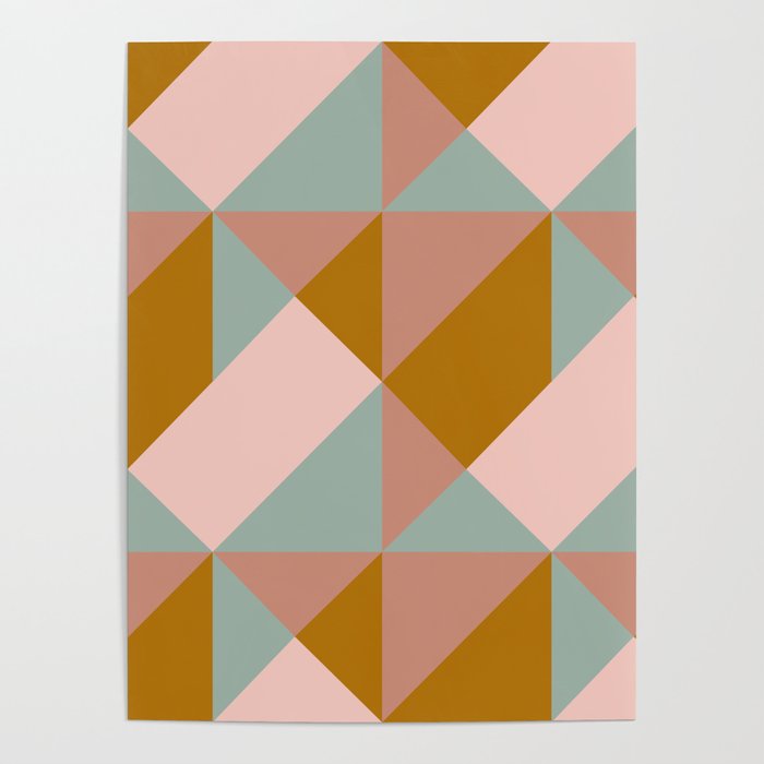 Retro Geometric Triangles in Earthy Pastels Poster Gallery Image 4