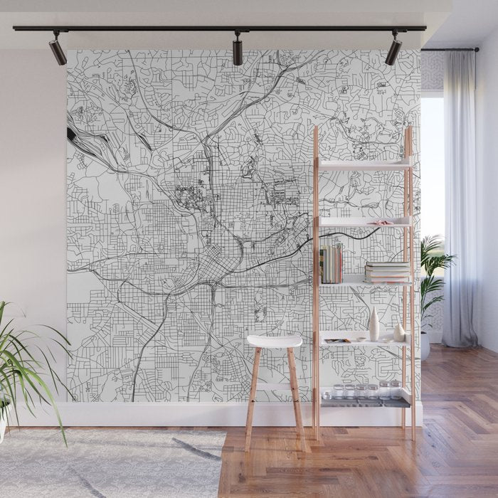 Atlanta White Map Wall Mural Gallery Image 1