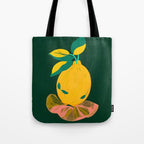 Lemon's Out of The Net Bag, Eclectic Food Fruit Juicy Summer, Whimsical Naïve Quirky Child-like Illustration  Tote Bag Gallery Image 1