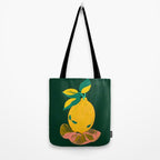 Lemon's Out of The Net Bag, Eclectic Food Fruit Juicy Summer, Whimsical Naïve Quirky Child-like Illustration  Tote Bag Gallery Image 2