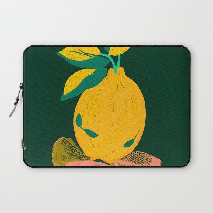 Lemon's Out of The Net Bag, Eclectic Food Fruit Juicy Summer, Whimsical Naïve Quirky Child-like Illustration  Laptop Sleeve Gallery Image 1