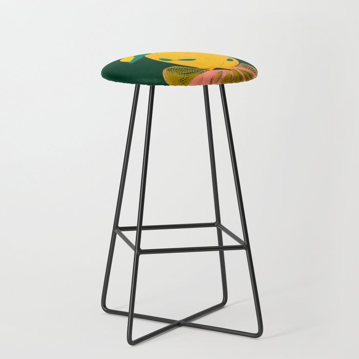 Lemon's Out of The Net Bag, Eclectic Food Fruit Juicy Summer, Whimsical Naïve Quirky Child-like Illustration  Stool Gallery Image 1