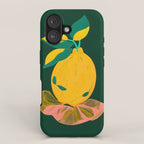 Lemon's Out of The Net Bag, Eclectic Food Fruit Juicy Summer, Whimsical Naïve Quirky Child-like Illustration  iPhone Case Gallery Image 1