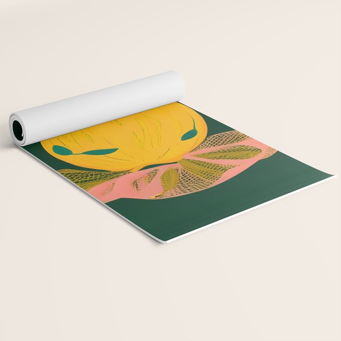 Lemon's Out of The Net Bag, Eclectic Food Fruit Juicy Summer, Whimsical Naïve Quirky Child-like Illustration  Yoga Mat Gallery Image 2