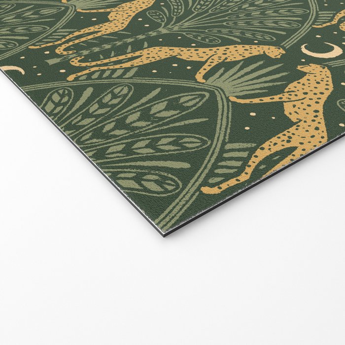 Night Cheetahs - Fern Green and Gold Welcome Mat Gallery Image 2