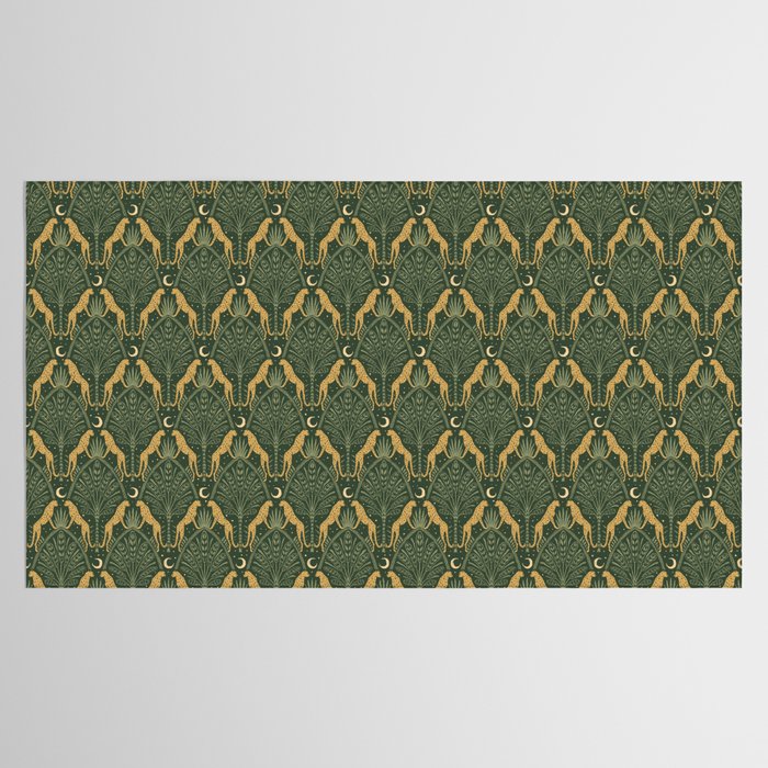 Night Cheetahs - Fern Green and Gold Tablecloth Gallery Image 2
