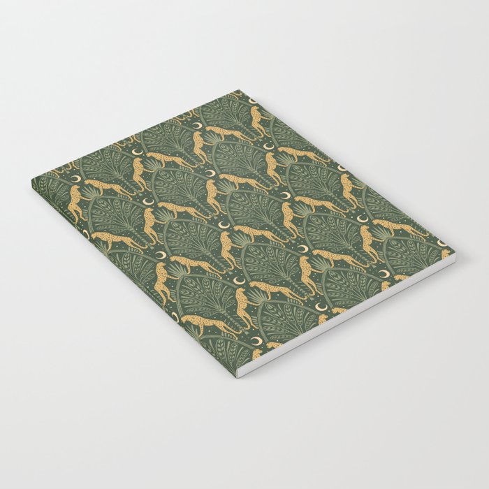 Night Cheetahs - Fern Green and Gold Notebook Gallery Image 1