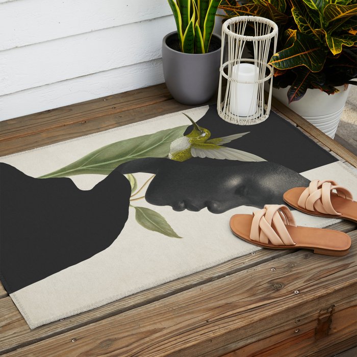 minimal collage /silence 6 Outdoor Rug Gallery Image 2
