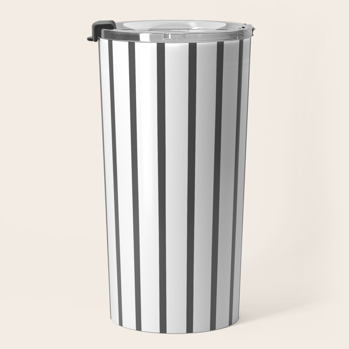 Vertical Dark Grey Stripes Pattern Travel Mug Gallery Image 3