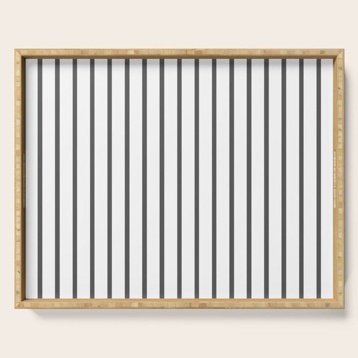 Vertical Dark Grey Stripes Pattern Serving Tray Gallery Image 1