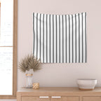 Vertical Dark Grey Stripes Pattern Wall Tapestry Gallery Image 2
