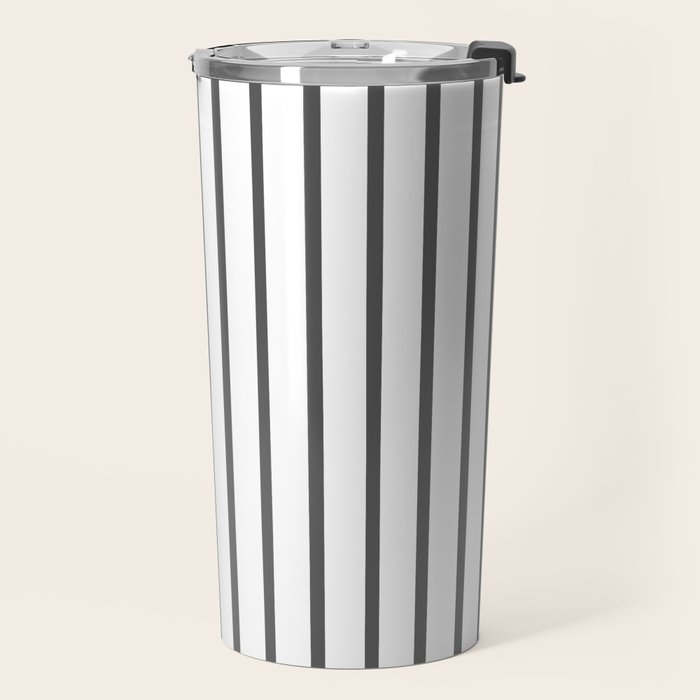 Vertical Dark Grey Stripes Pattern Travel Mug Gallery Image 2