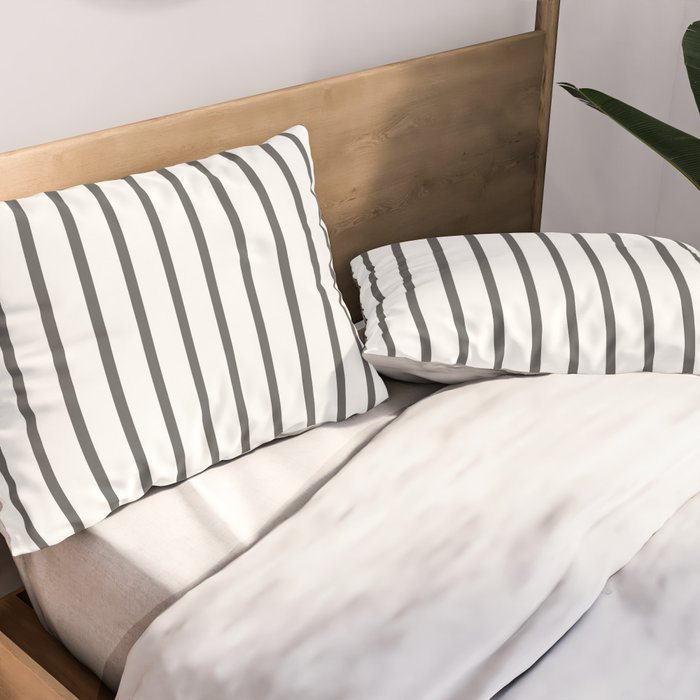 Vertical Dark Grey Stripes Pattern Pillow Sham Gallery Image 2