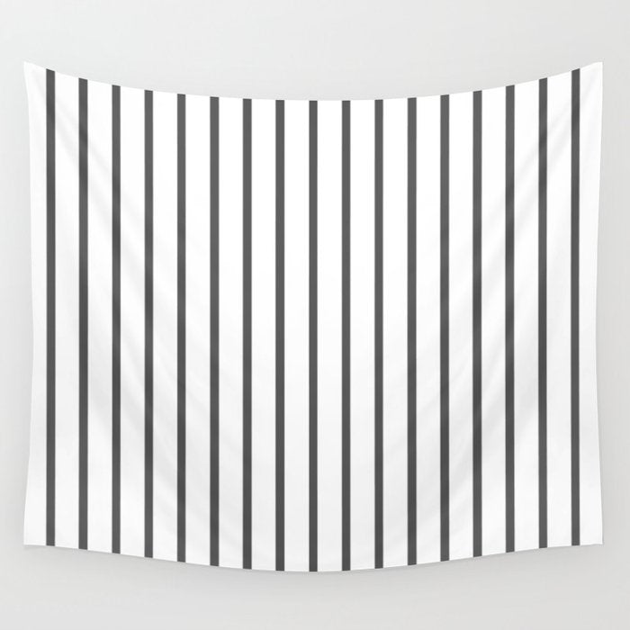 Vertical Dark Grey Stripes Pattern Wall Tapestry Gallery Image 4