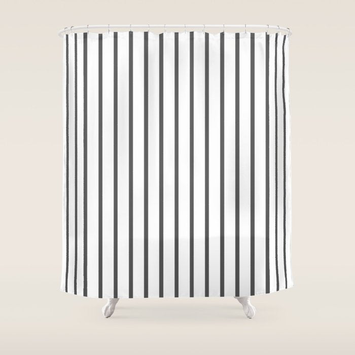 Vertical Dark Grey Stripes Pattern Shower Curtain Gallery Image 1