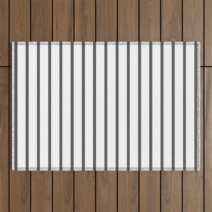 Vertical Dark Grey Stripes Pattern Outdoor Rug Gallery Image 1