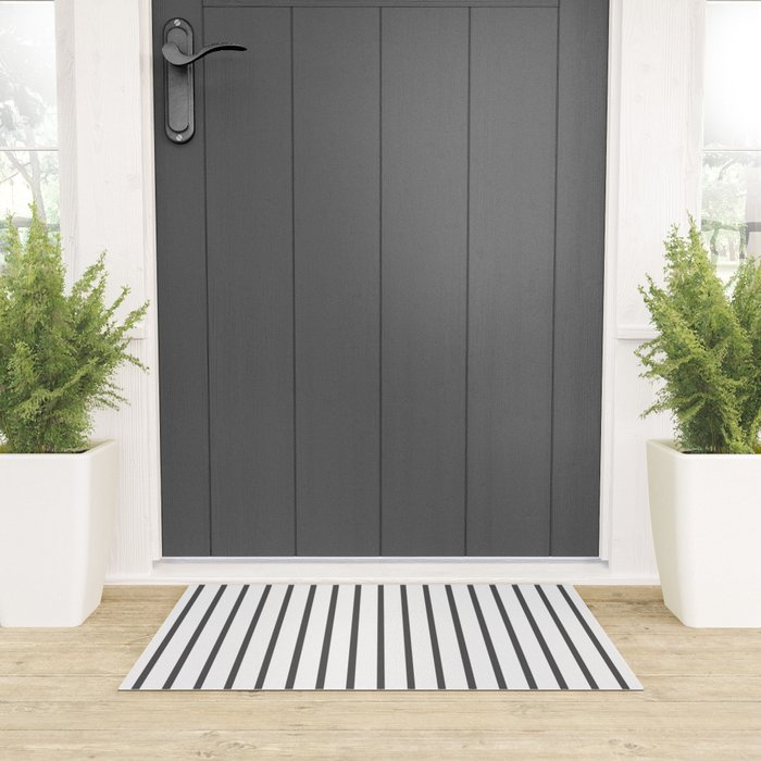 Vertical Dark Grey Stripes Pattern Welcome Mat Gallery Image 3