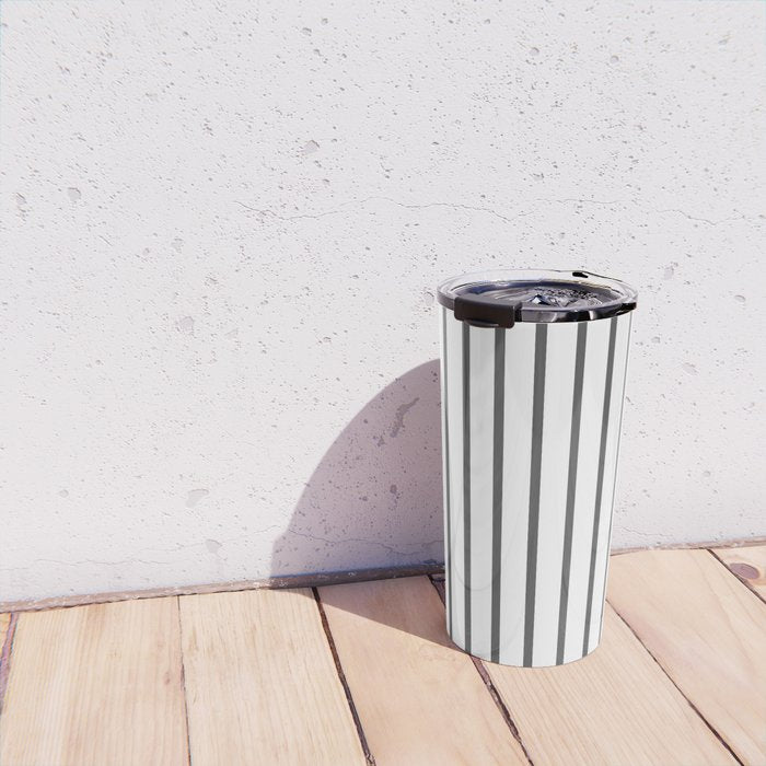 Vertical Dark Grey Stripes Pattern Travel Mug Gallery Image 4