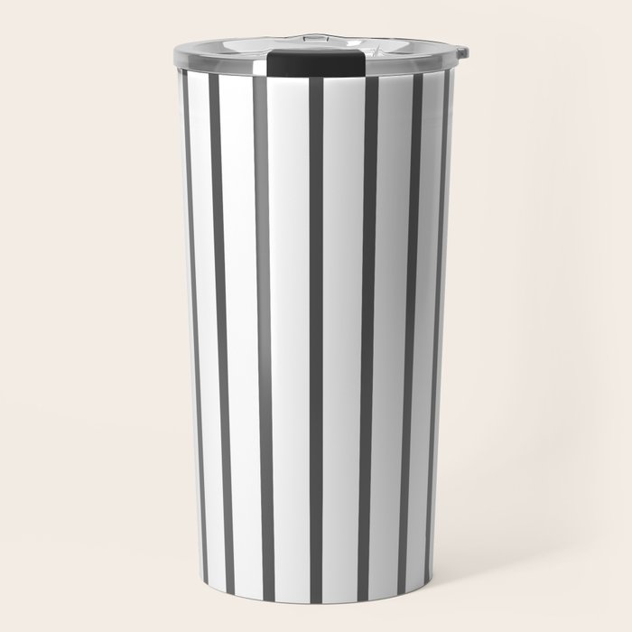 Vertical Dark Grey Stripes Pattern Travel Mug Gallery Image 1