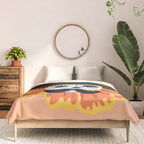 Charro mexican kawaii cute sugar skull mexican style cempasúchil mustache mexican sombrero skeleton  Comforter Gallery Image 3