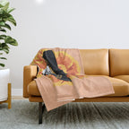 Charro mexican kawaii cute sugar skull mexican style cempasúchil mustache mexican sombrero skeleton  Throw Blanket Gallery Image 1