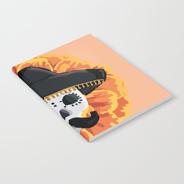 Charro mexican kawaii cute sugar skull mexican style cempasúchil mustache mexican sombrero skeleton  Notebook Gallery Image 2