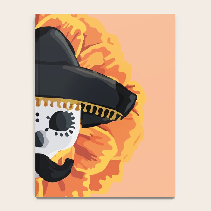 Charro mexican kawaii cute sugar skull mexican style cempasúchil mustache mexican sombrero skeleton  Notebook Gallery Image 4
