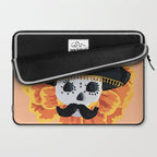 Charro mexican kawaii cute sugar skull mexican style cempasúchil mustache mexican sombrero skeleton  Laptop Sleeve Gallery Image 2