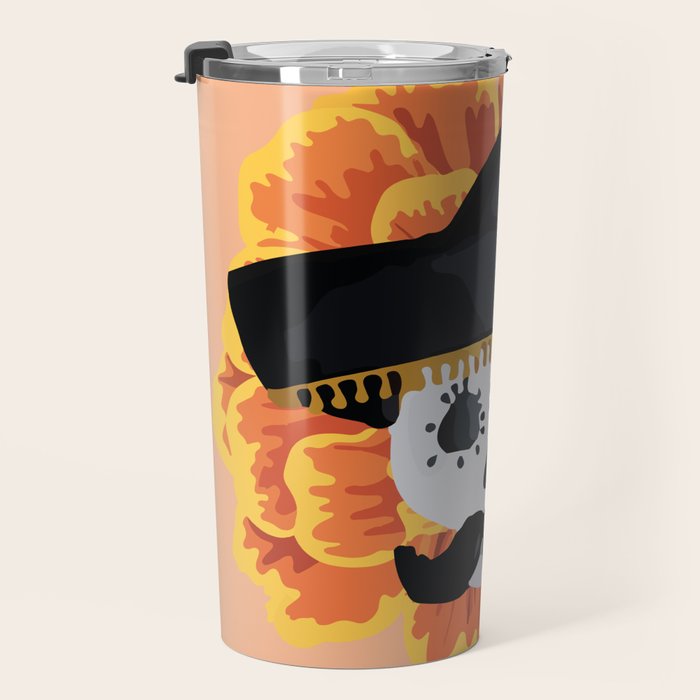 Charro mexican kawaii cute sugar skull mexican style cempasúchil mustache mexican sombrero skeleton  Travel Mug Gallery Image 3