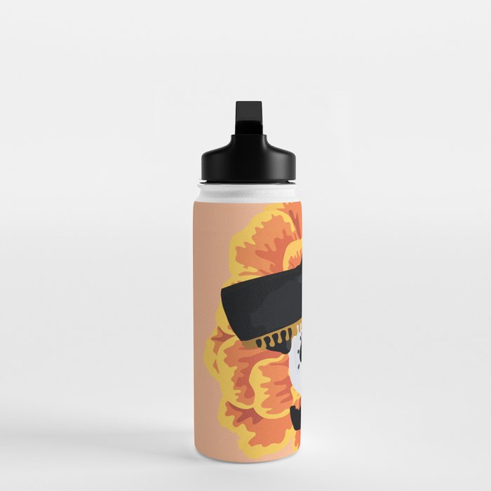 Charro mexican kawaii cute sugar skull mexican style cempasúchil mustache mexican sombrero skeleton  Water Bottle Gallery Image 3
