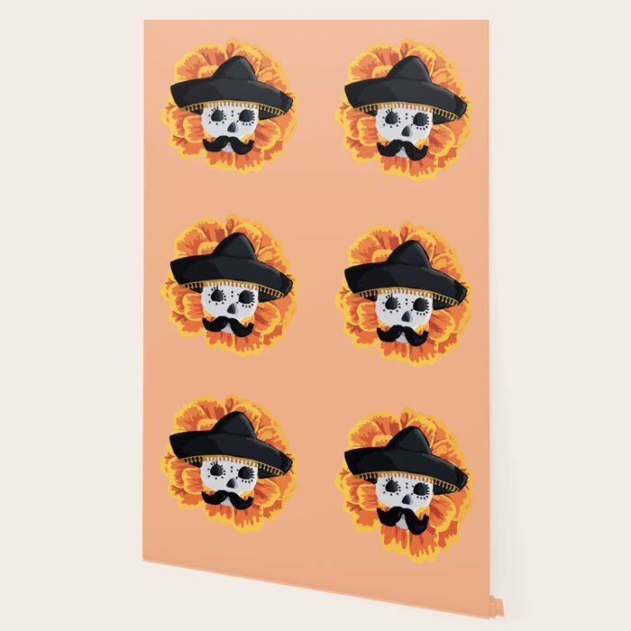 Charro mexican kawaii cute sugar skull mexican style cempasúchil mustache mexican sombrero skeleton  Wallpaper Gallery Image 2