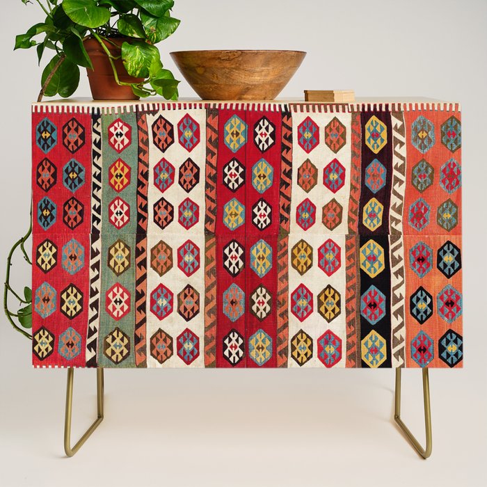 Kurdish  Antique Malatya Turkish Kilim Print Credenza Gallery Image 1