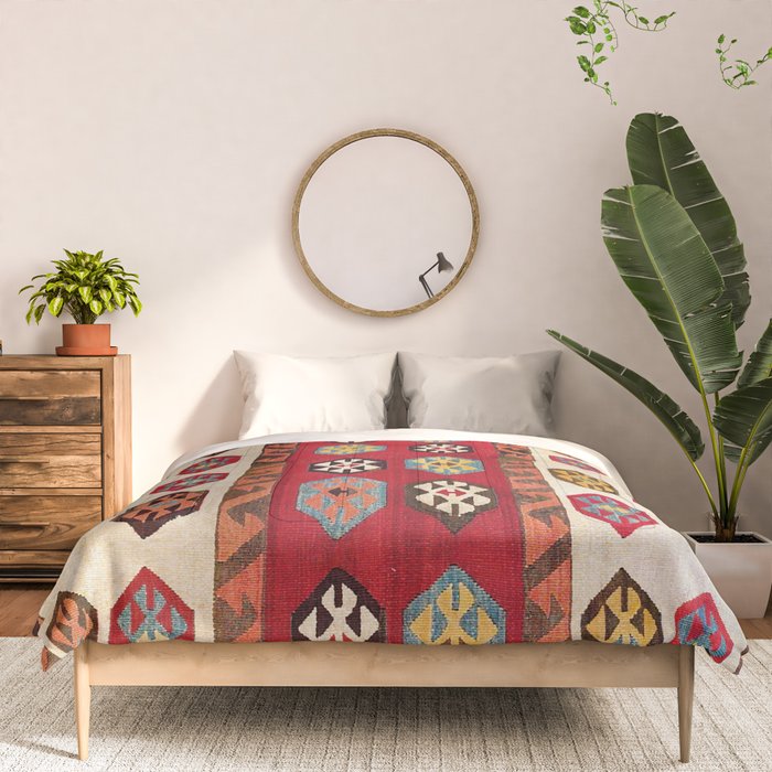 Kurdish  Antique Malatya Turkish Kilim Print Comforter Gallery Image 3