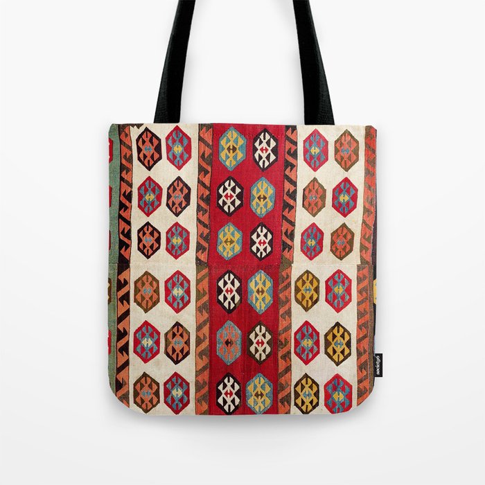 Kurdish  Antique Malatya Turkish Kilim Print Tote Bag Gallery Image 1