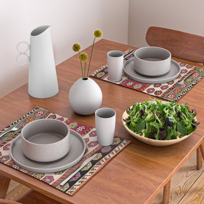 Kurdish  Antique Malatya Turkish Kilim Print Placemat Gallery Image 2