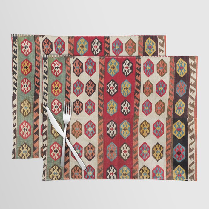 Kurdish  Antique Malatya Turkish Kilim Print Placemat Gallery Image 1