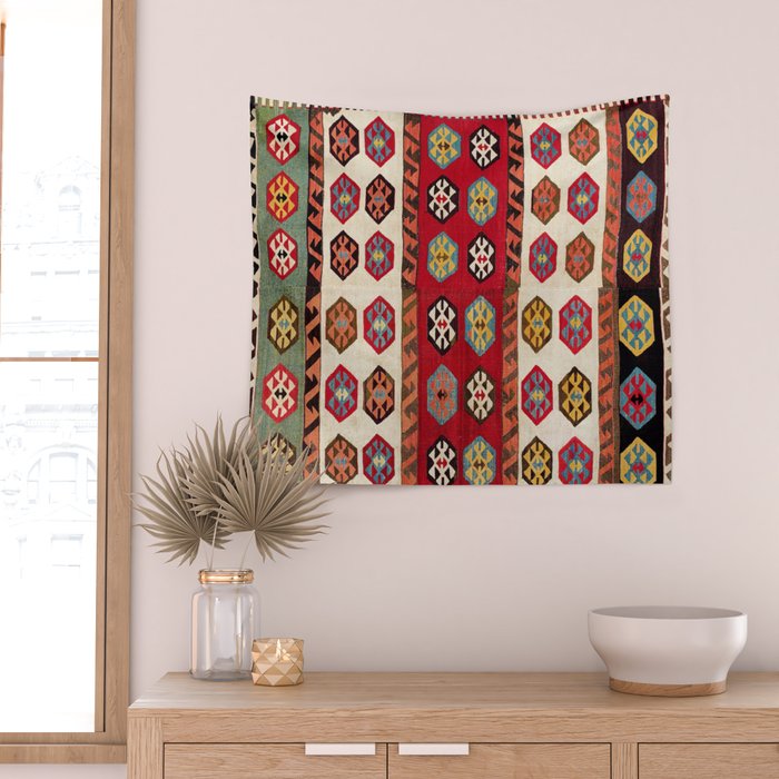 Kurdish  Antique Malatya Turkish Kilim Print Wall Tapestry Gallery Image 2