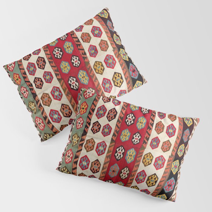 Kurdish  Antique Malatya Turkish Kilim Print Pillow Sham Gallery Image 3