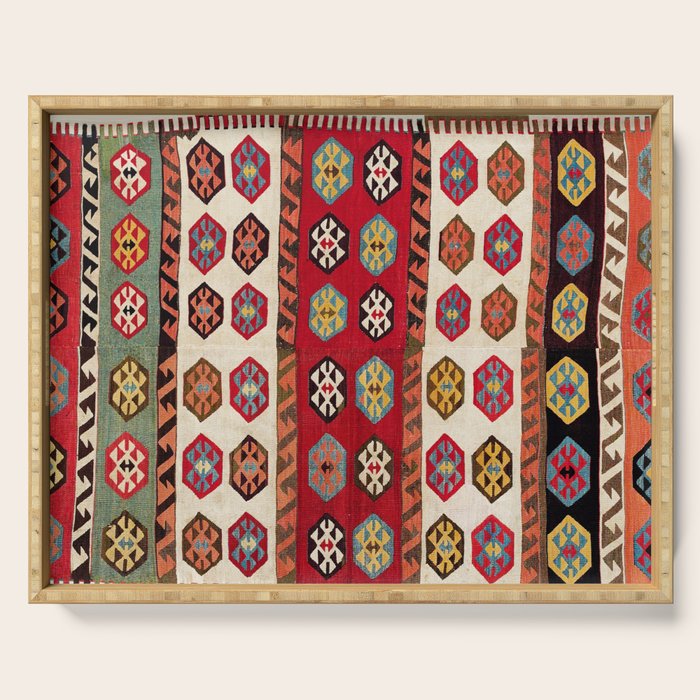 Kurdish  Antique Malatya Turkish Kilim Print Serving Tray Gallery Image 1