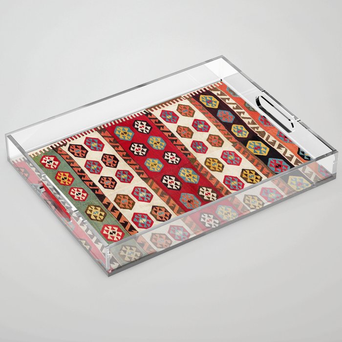 Kurdish  Antique Malatya Turkish Kilim Print Acrylic Tray Gallery Image 1