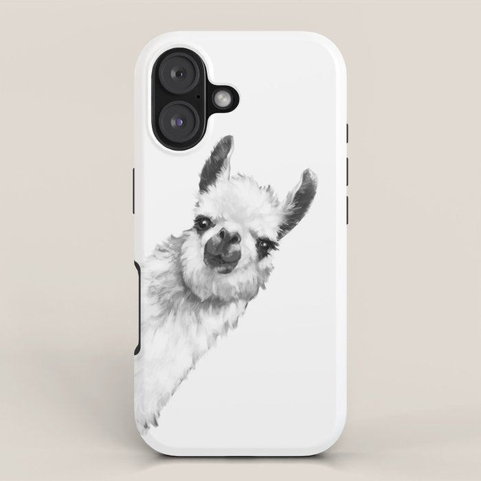Sneaky Llama Black and White iPhone Case Gallery Image 1