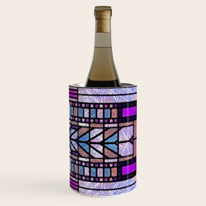 Purple and Blue Art Deco Stained Glass Design Wine Chiller Gallery Image 3