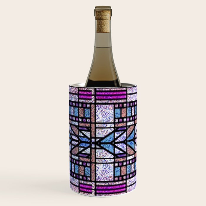 Purple and Blue Art Deco Stained Glass Design Wine Chiller Gallery Image 1