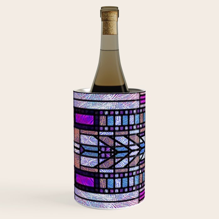 Purple and Blue Art Deco Stained Glass Design Wine Chiller Gallery Image 2