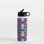 Purple and Blue Art Deco Stained Glass Design Water Bottle Gallery Image 1