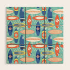 Vintage Surfboards Pattern Wood Wall Art Gallery Image 1